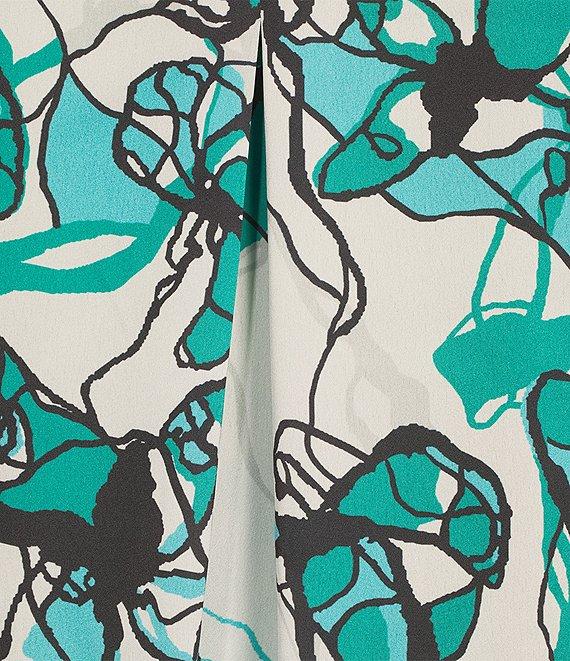 Ming Wang Plus Size Printed Charmeuse Stand Collar Bracelet Sleeve Tunic Product Image