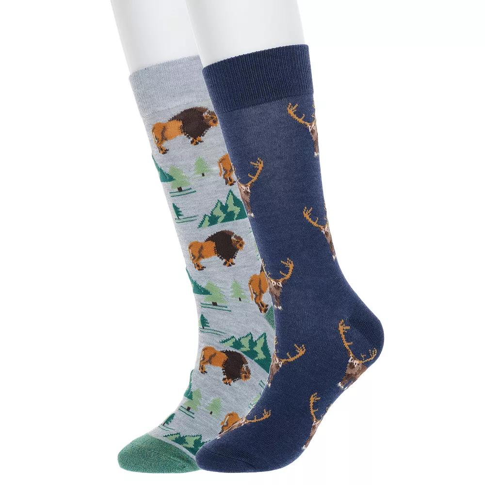Men's Twisted Toes 2-Pack Novelty Socks, Elk And Bison Product Image