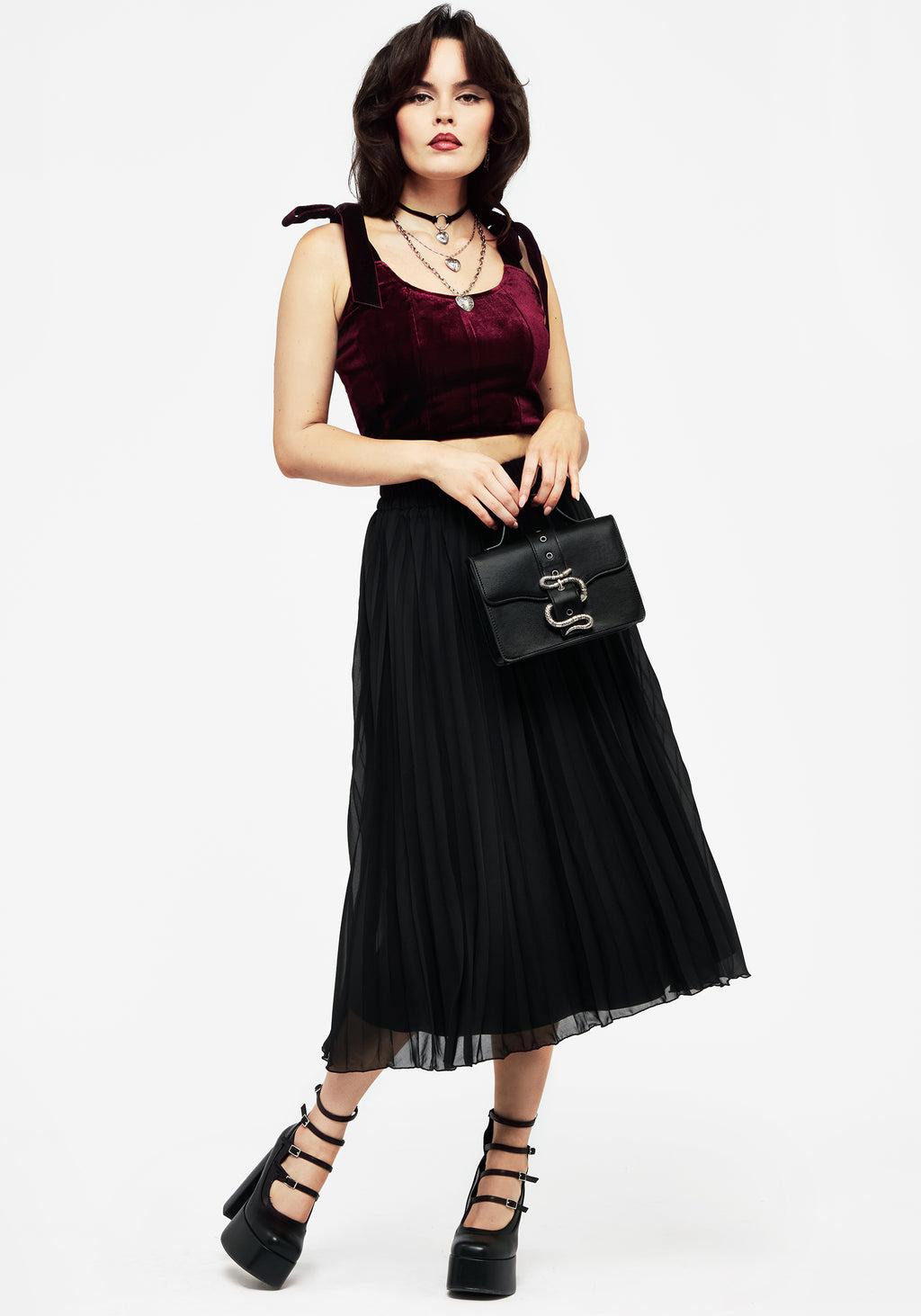 Paridamie Pleated Midi Skirt Product Image
