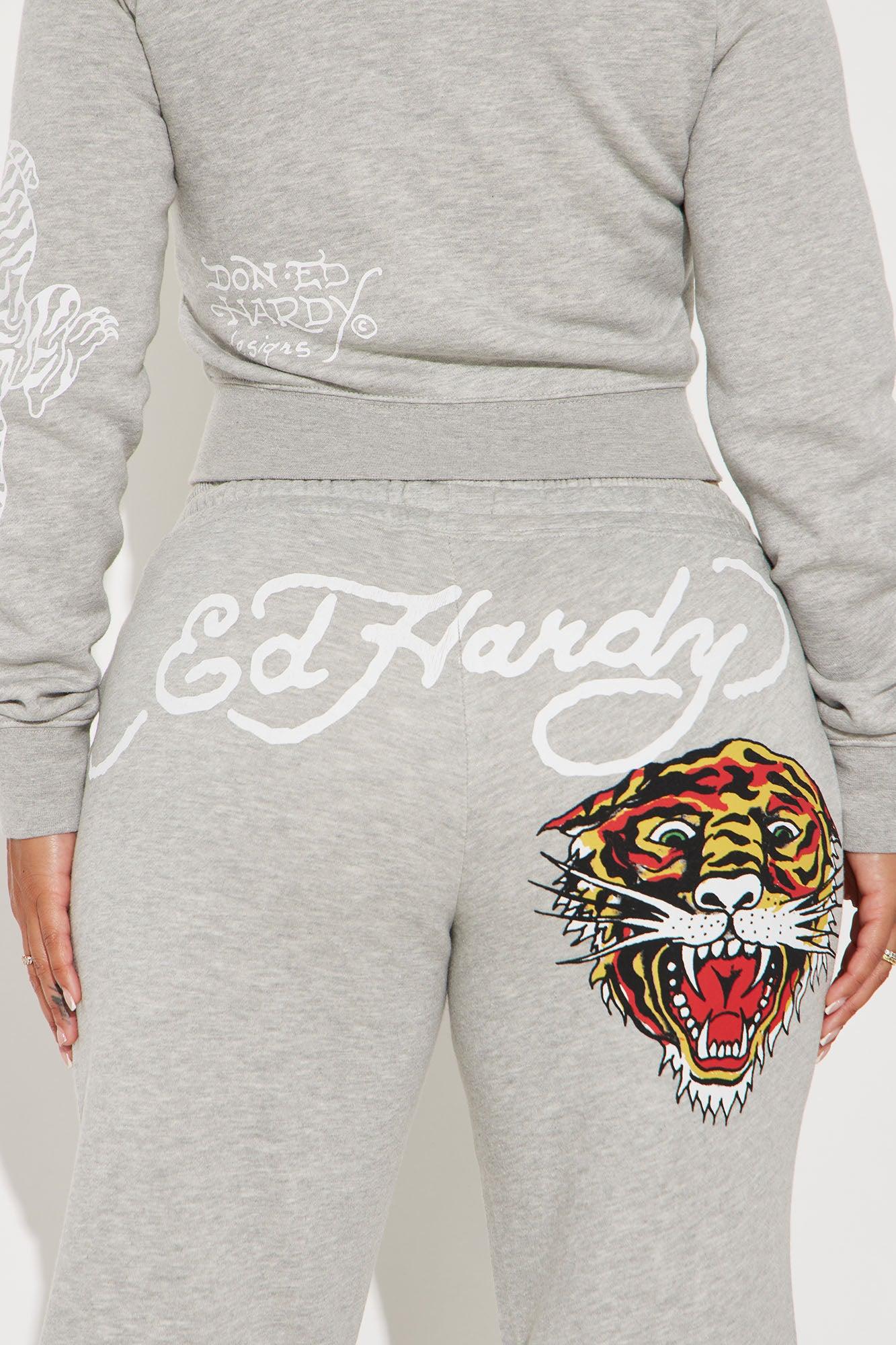 Ed Hardy Tiger Pant Set - Heather Grey Product Image