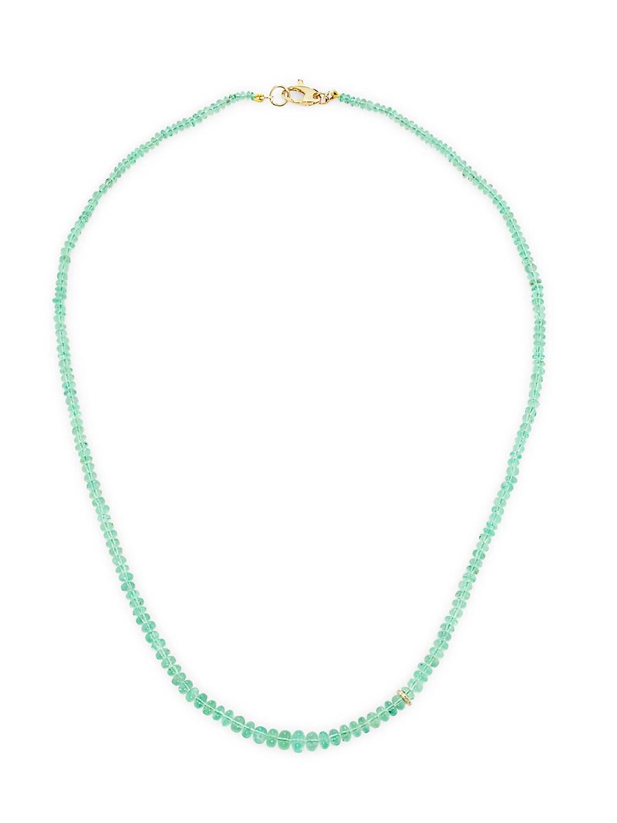 Womens 14K Yellow Gold & Emerald Beaded Necklace Product Image