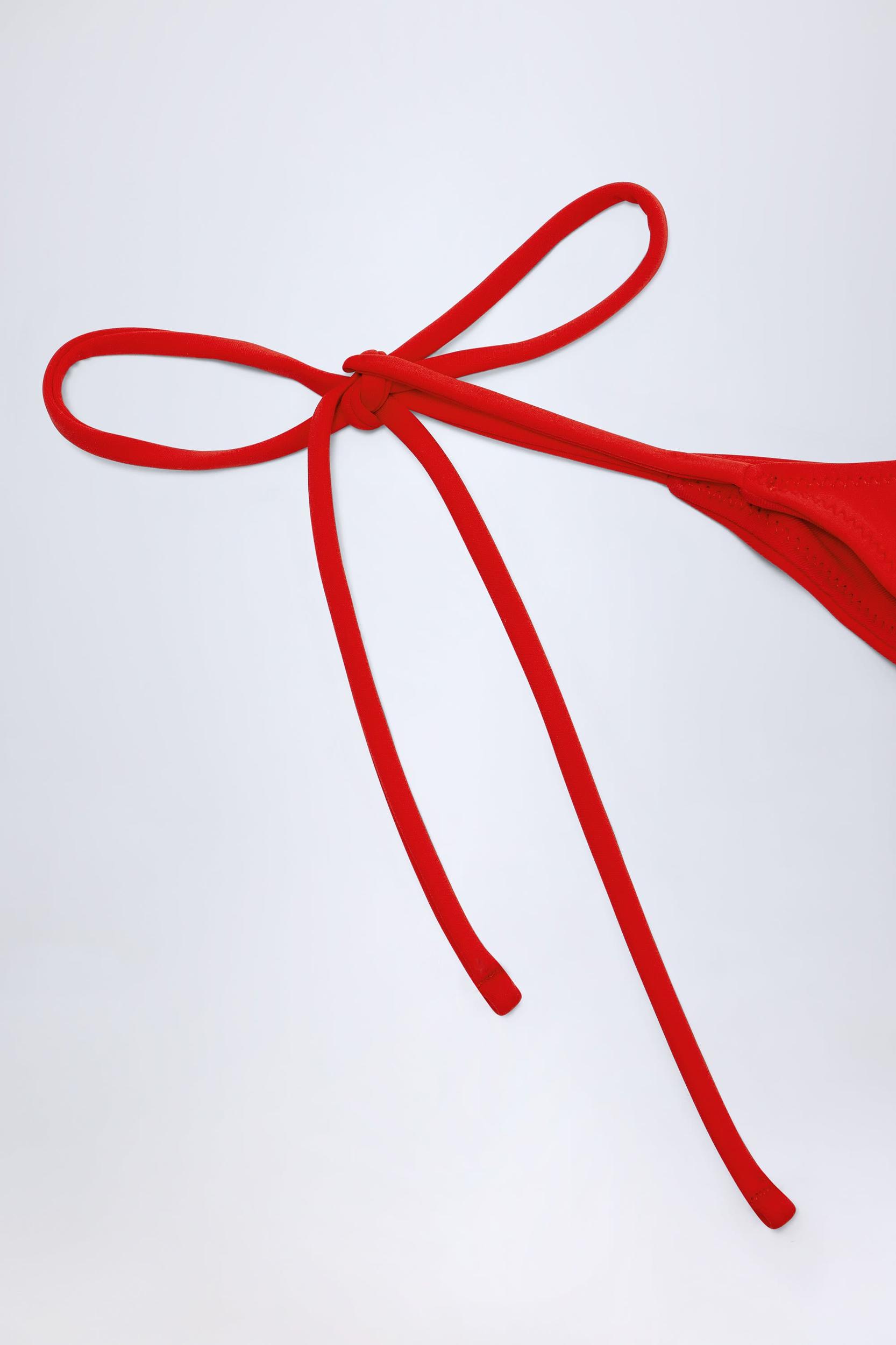 Side-Tie Cheeky Bikini Bottoms in Fiery Red Product Image