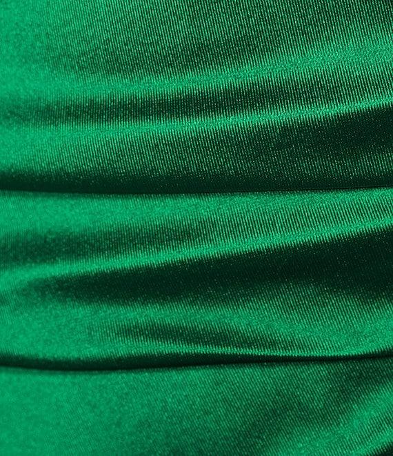 Honey and Rosie Spaghetti Straps Asymmetrical Front Pleated Bodice Dress Product Image