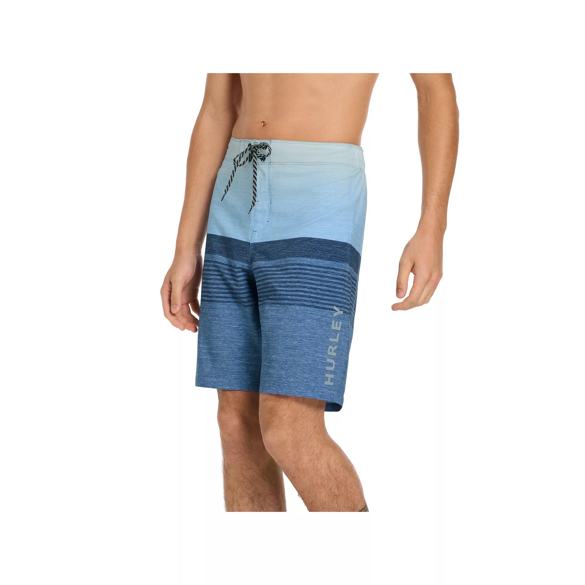Men's Hurley 9.5" Striped Elastic Waist Boardshorts, Size: Small, Aquifer Product Image