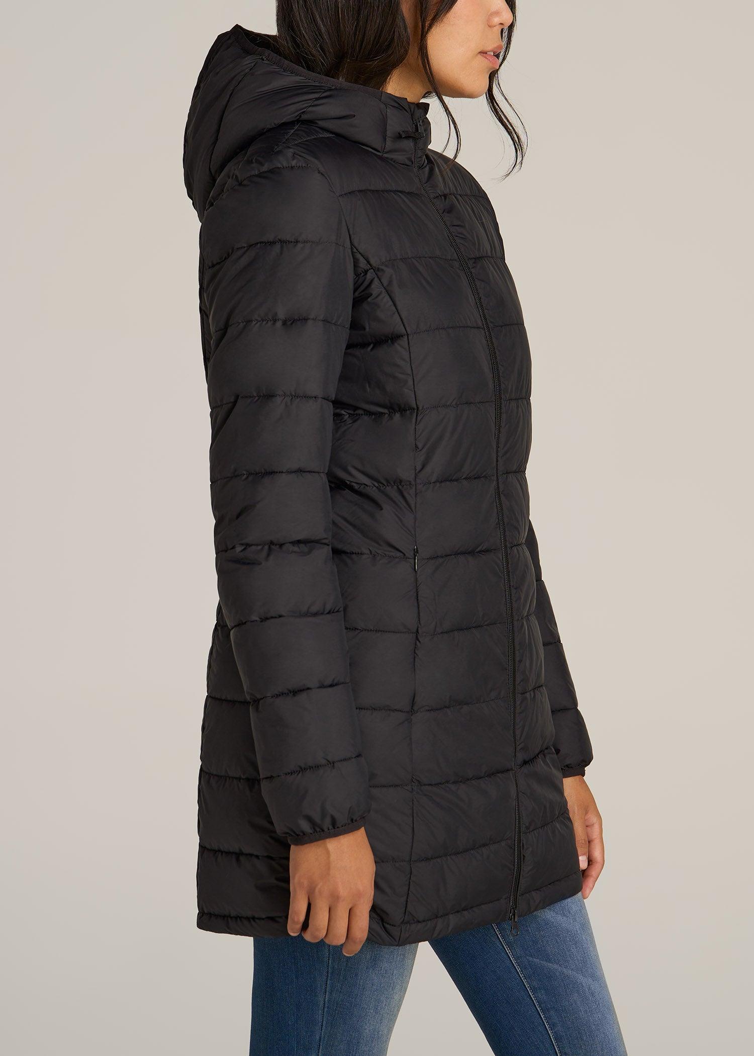 Packable Puffer Jacket for Tall Women in Black Female Product Image