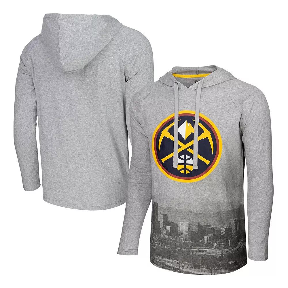 Men's Stadium Essentials Heather Gray Denver Nuggets Atrium Raglan Long Sleeve Hoodie T-Shirt, Size: Small, Nug Grey Product Image