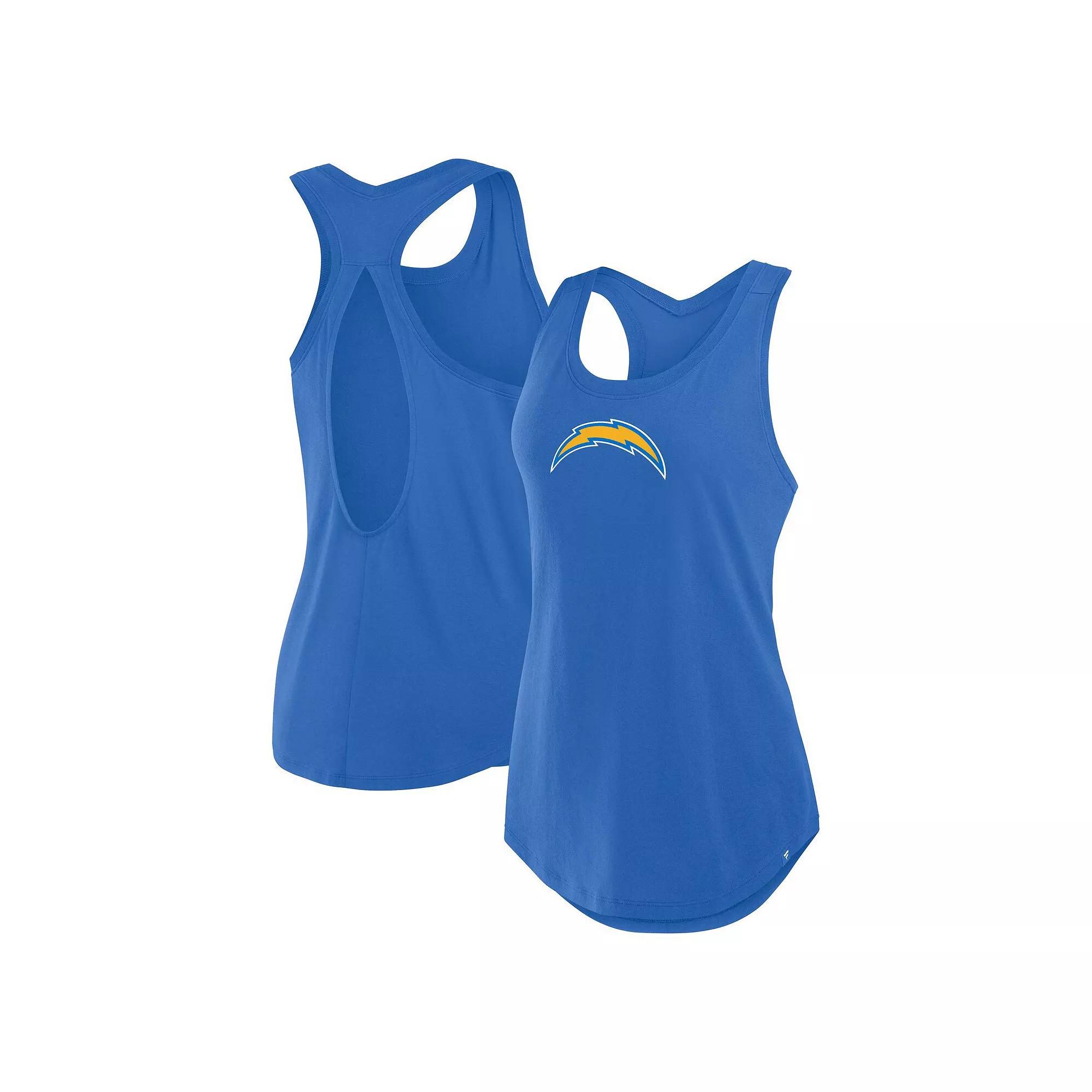 Women's Fanatics Powder Blue Los Angeles Chargers Iron Fan Tank Top,  Product Image