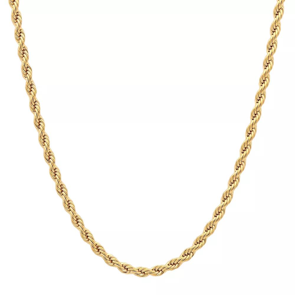 Steel Nation Men's Gold Tone Ion-Plated Rope Link Chain Necklace, Size: 24", Silver Product Image