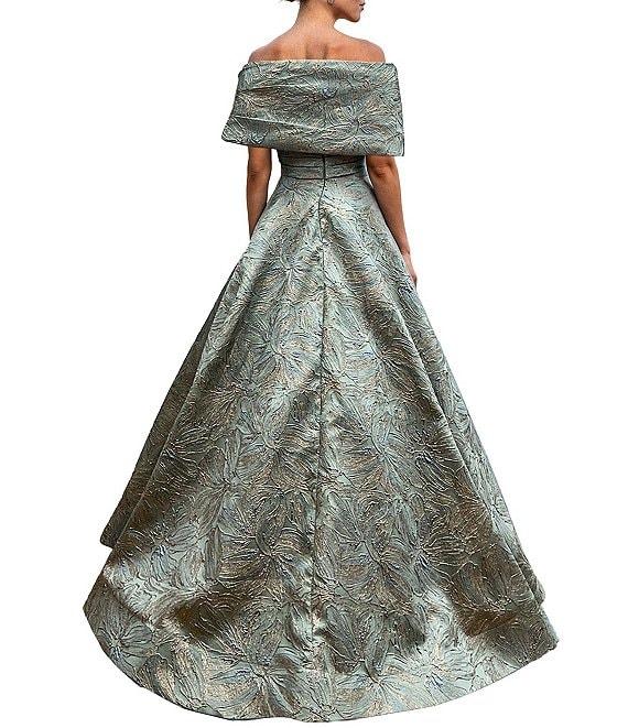 Terani Couture Jacquard Off-The-Shoulder A-Line Gown Product Image