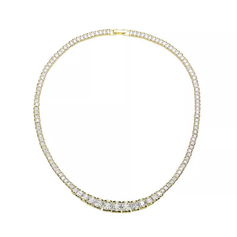 14k Gold Over Sterling Silver Tennis Necklace, Womens Gold Tone Product Image