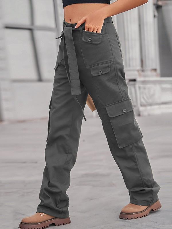 Belted Baggy Denim Cargo Jeans Product Image