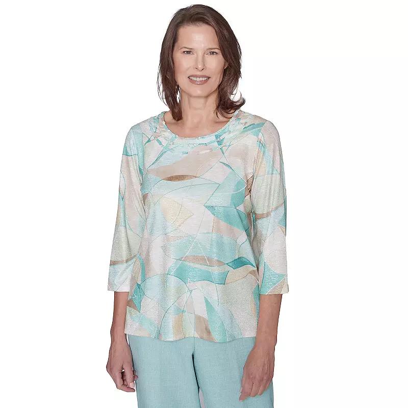 Petite Alfred Dunner Stained Glass Crewneck Top, Women's, Size: XL Petite, Neutral Team Product Image