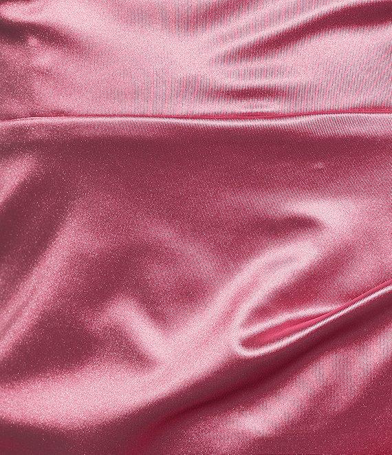 Honey and Rosie Satin Lace-Up Back Wrap Mini Dress Product Image