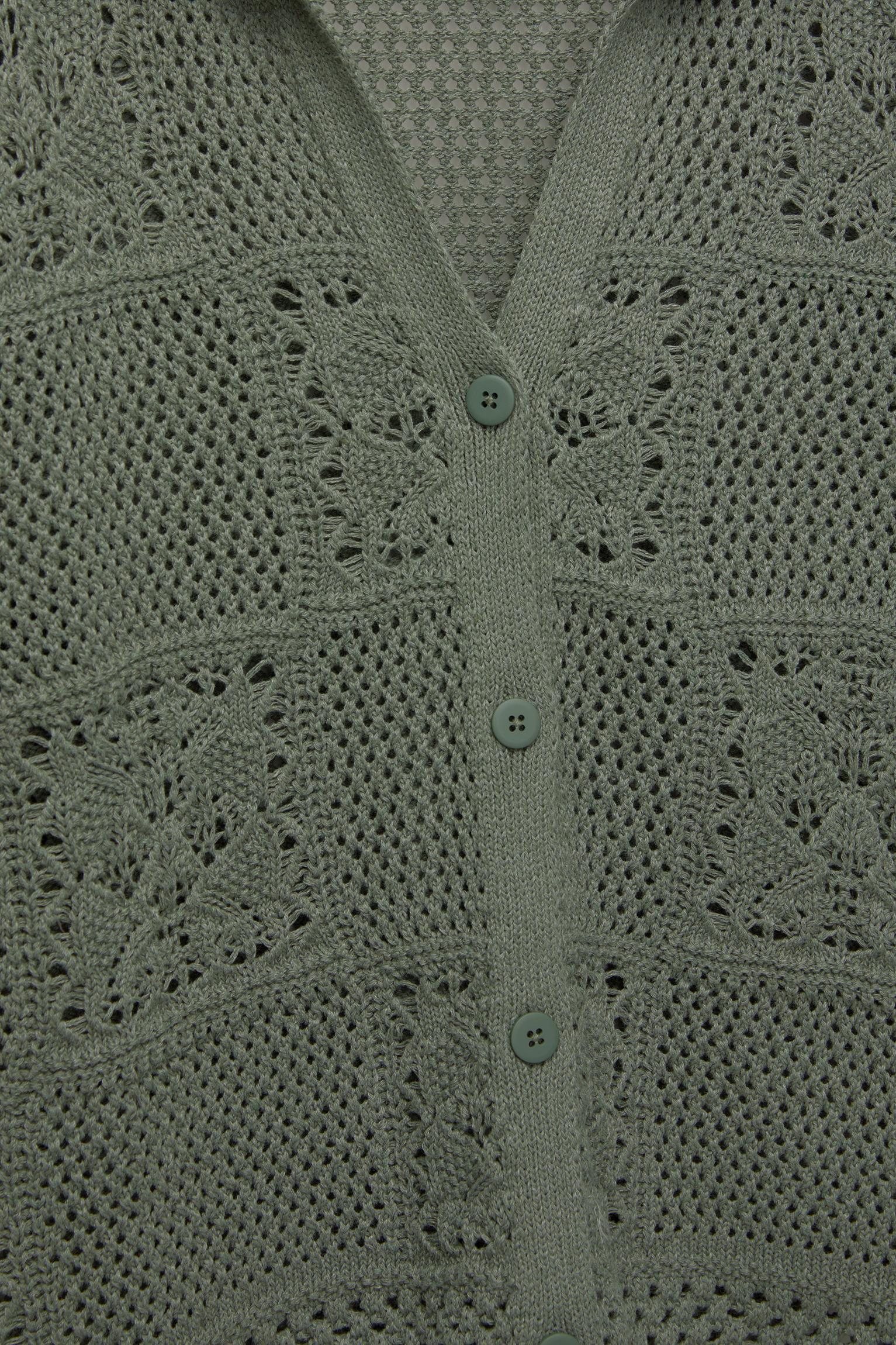 Short sleeve wavy crochet shirt Product Image