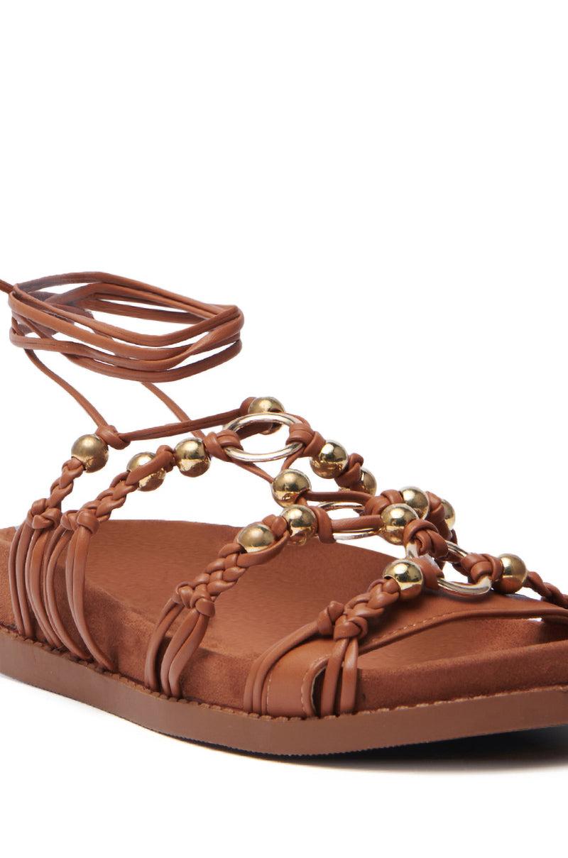 AZALEA WANG XYLA BROWN FAUX SUEDE SANDAL Product Image