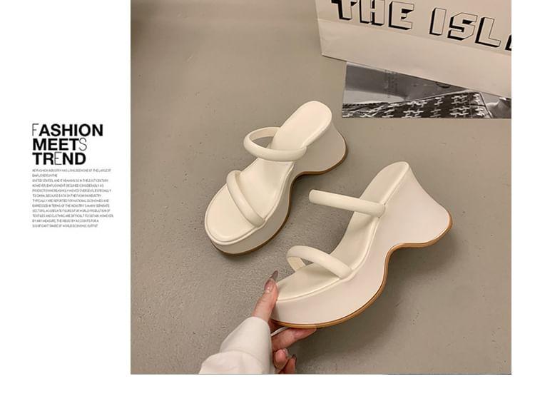 Platform Wedge Heel Slide Sandals Product Image