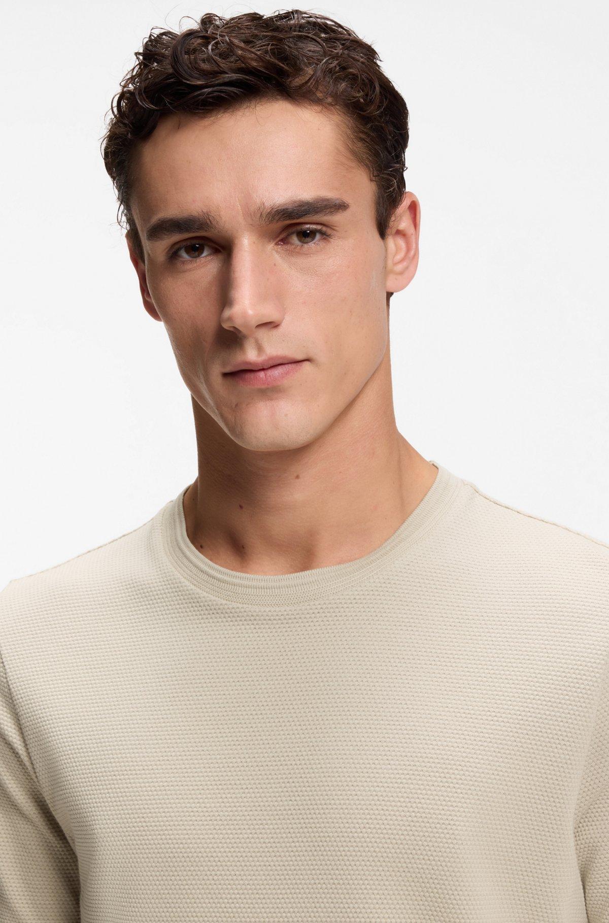 Bubble-jacquard structure T-shirt in a cotton blend Product Image