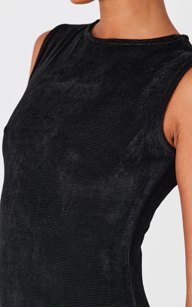 Black Cord Boat Neck Mini Dress Product Image