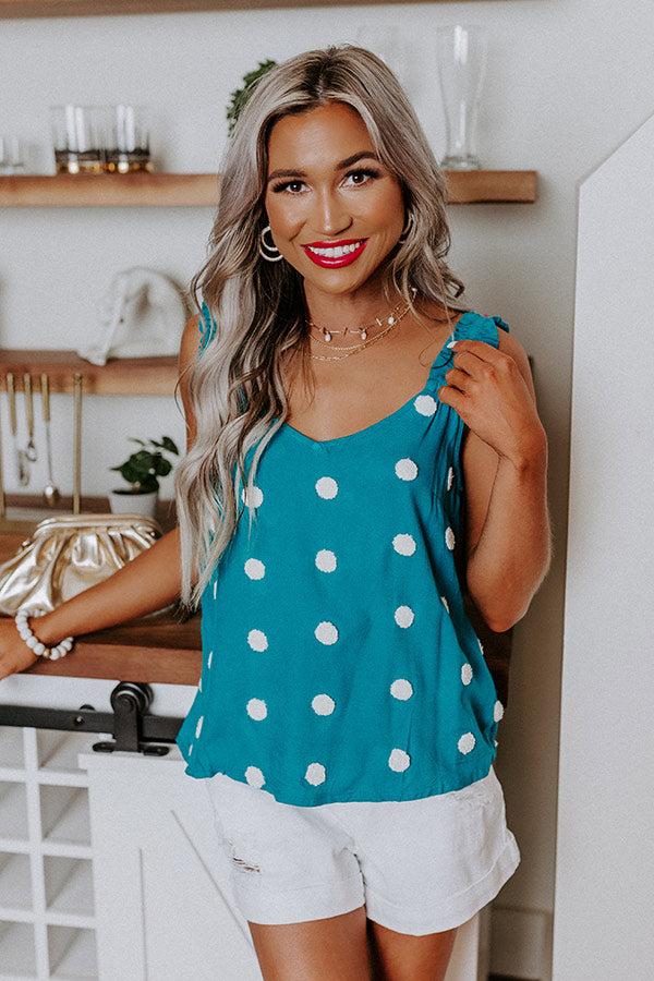 San Fran Frills Polka Dot Top In Teal Product Image