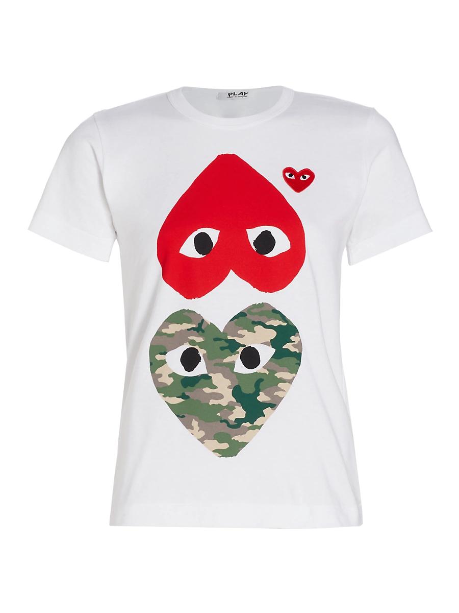 Womens Camouflage-Heart-Print Cotton Jersey T-Shirt Product Image