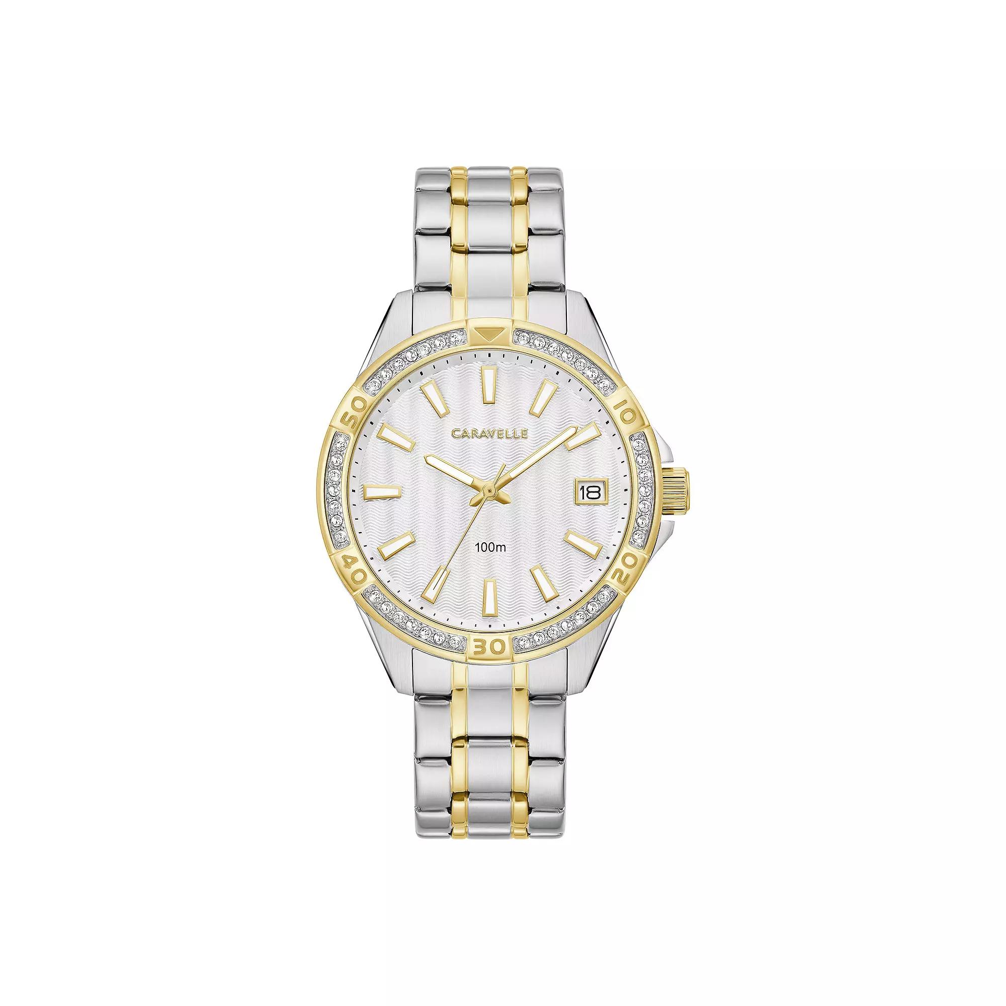 Caravelle by Bulova Womens Aqualuxx Two-Tone Crystal Accent Stainless Steel Watch - 45M120 Gold Silver Product Image