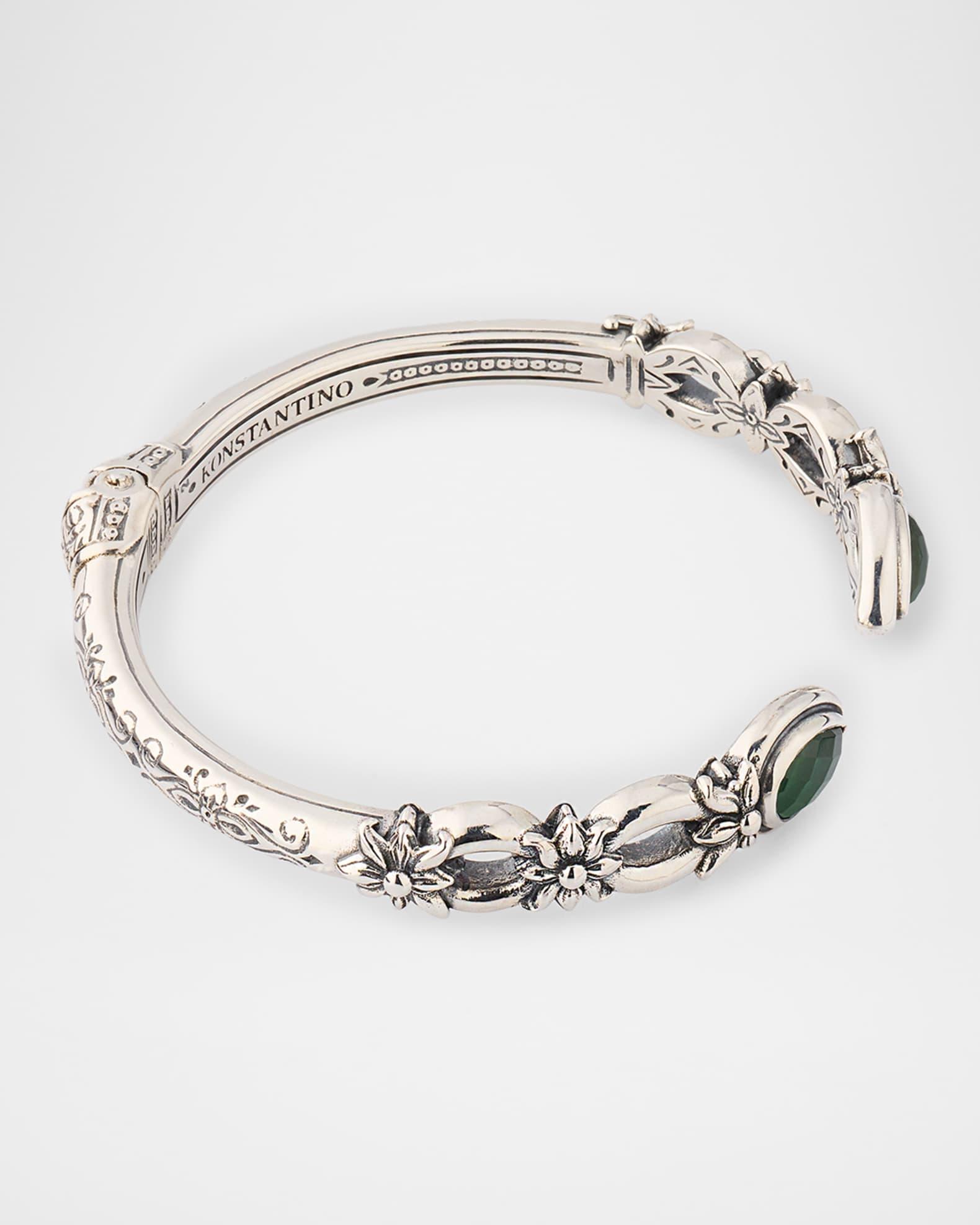Ivy Rock Crystal, Aventurine and MOP Triplet Cuff Bracelet Product Image