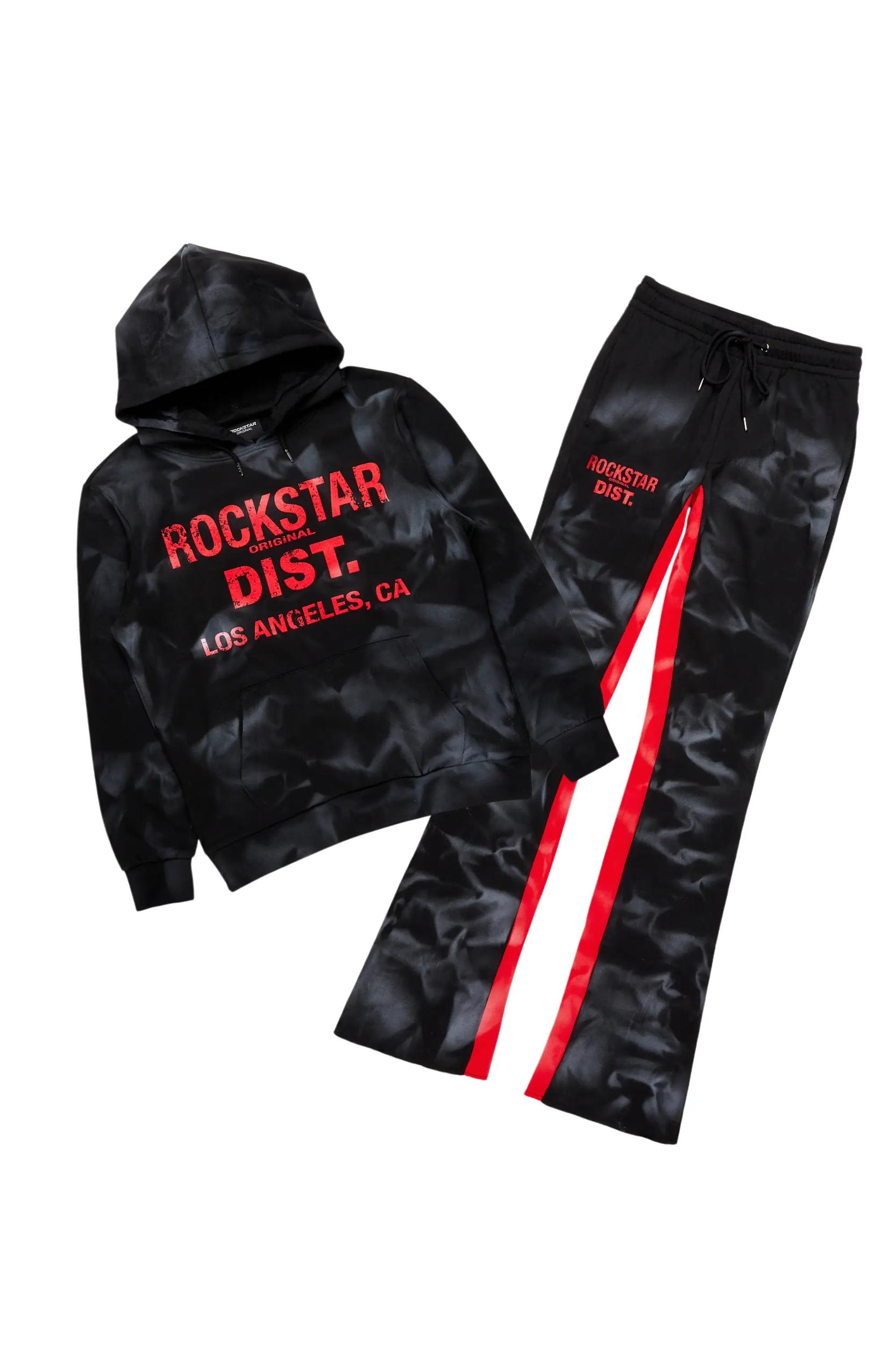 Nelly Black/Red Hoodie/Baggy Track Pant Set Male Product Image