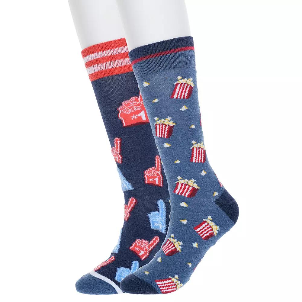 Men's Twisted Toes 2-Pack Novelty Socks, Popcorn Fan Product Image