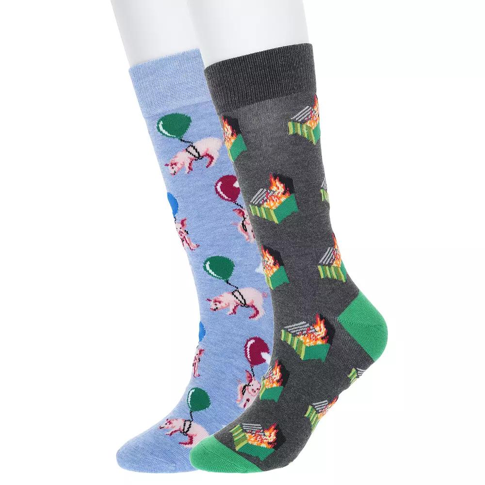 Men's Twisted Toes Novelty Socks, Dumpster Red Pig Fly Product Image