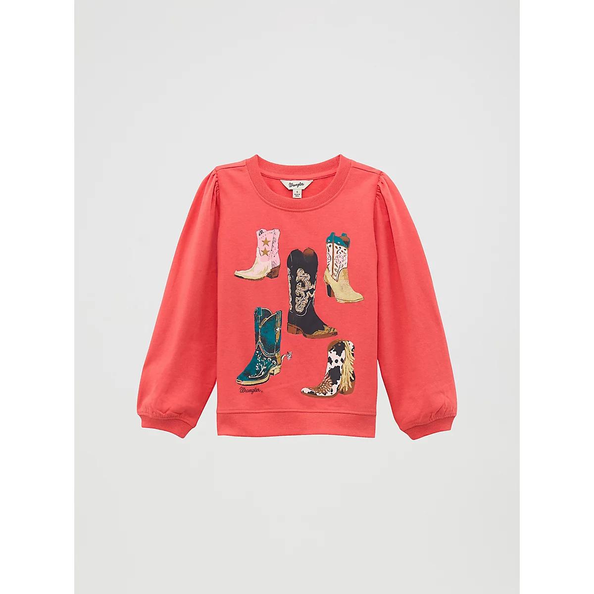 Girl's Wrangler Graphic Puff Sleeve Pullover Product Image