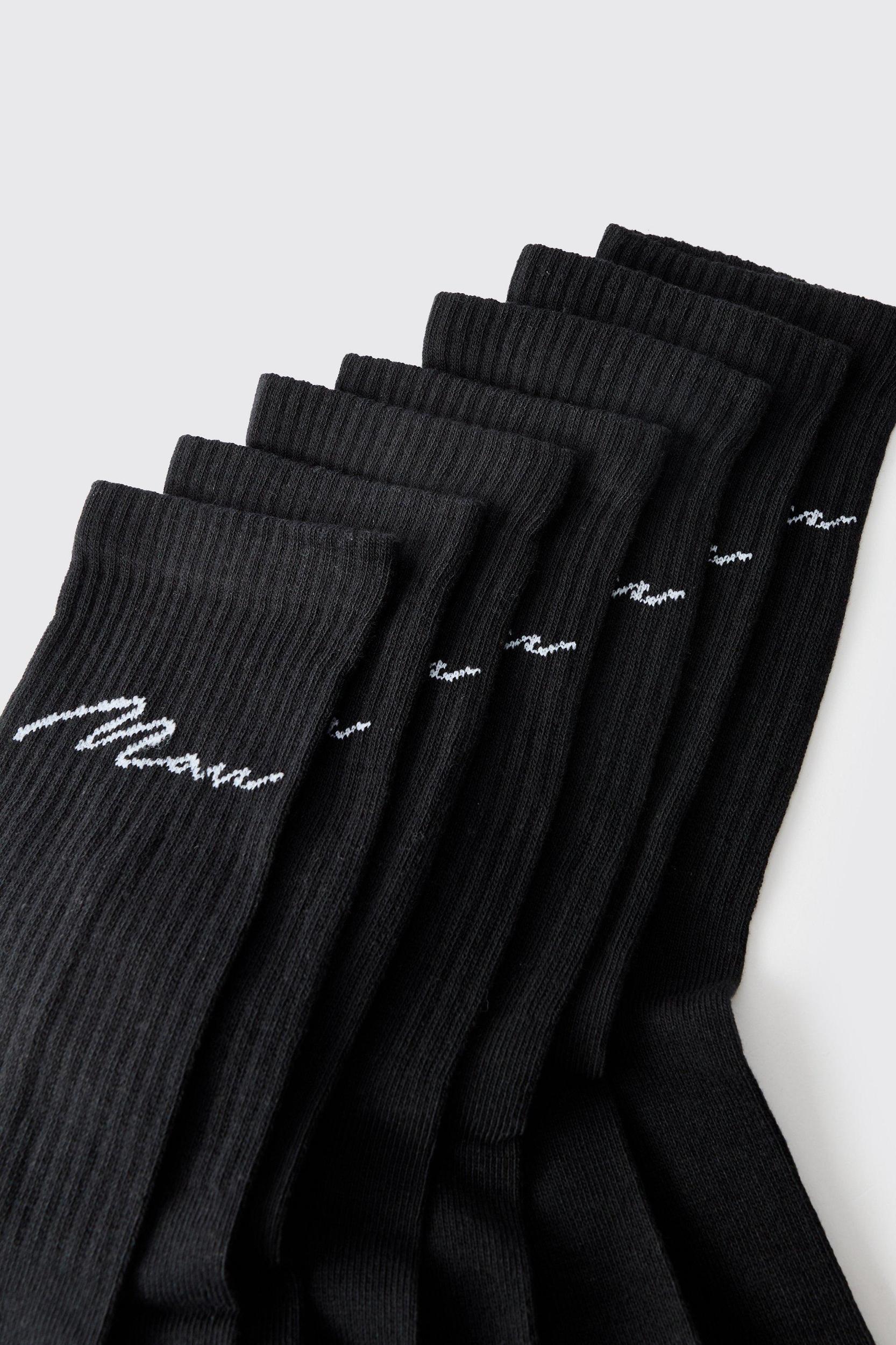 7 Pack Man Script Logo Plain Sport Socks | boohooMAN USA Product Image