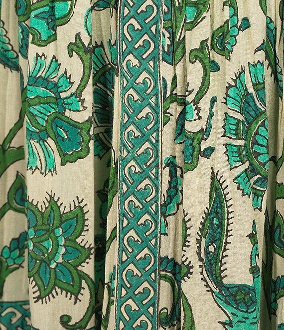 Mo Maya Mojo Printed V-Neck Short Sleeve Flare Midi Dress Product Image