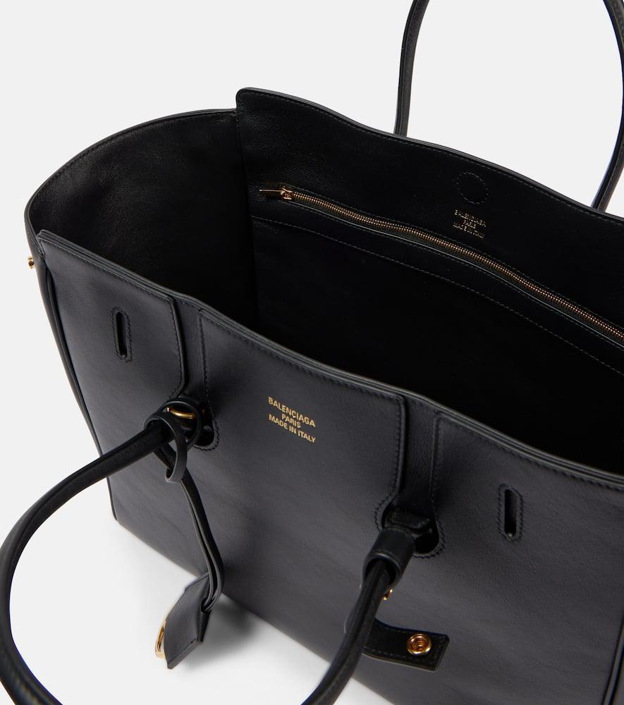 BALENCIAGA Women Black Leather Mini Carry All Hampton Shopping Bag Product Image