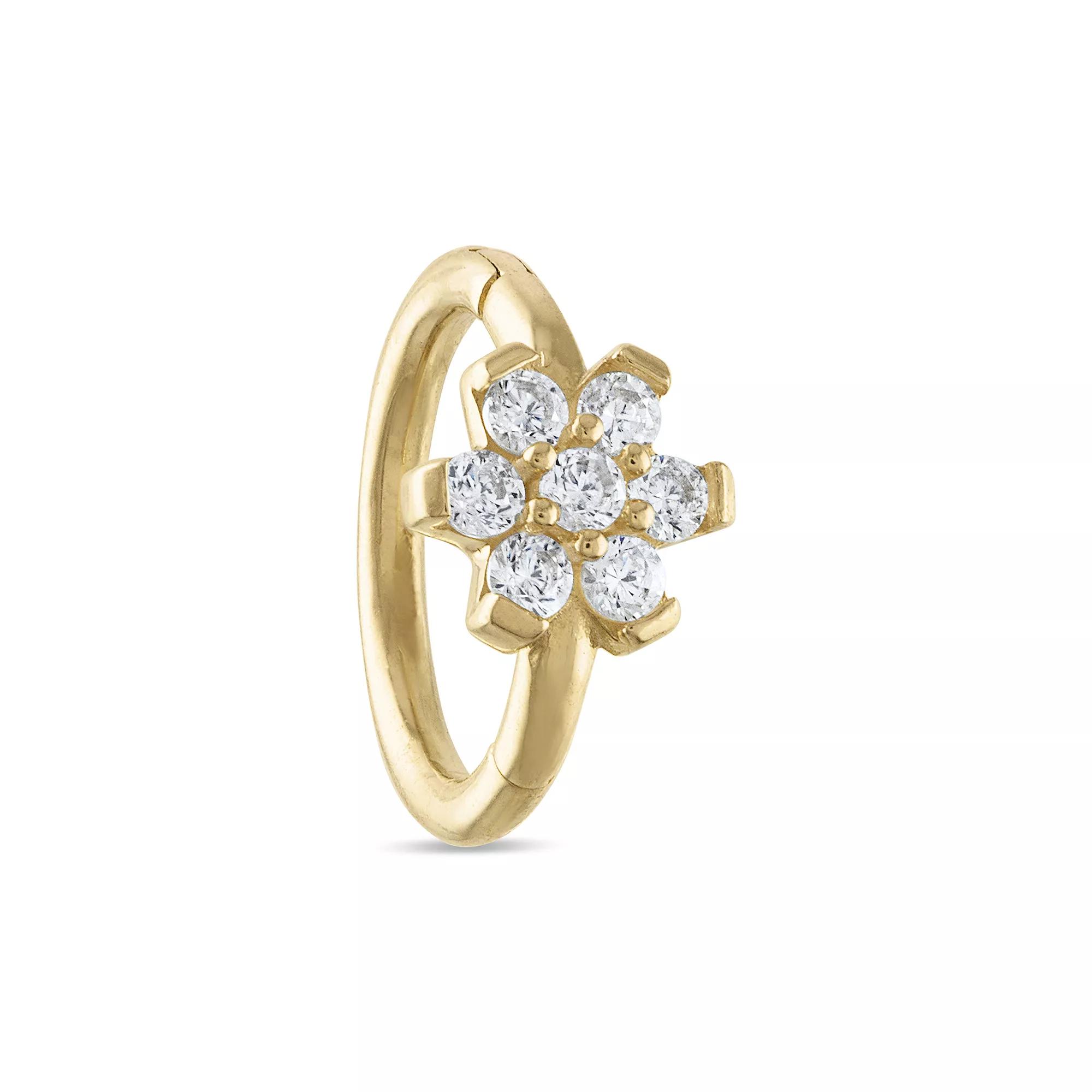 Amella Jewels 10k Gold Cubic Zirconia Flower Septum Clicker Nose Ring, Women's, Yellow Product Image