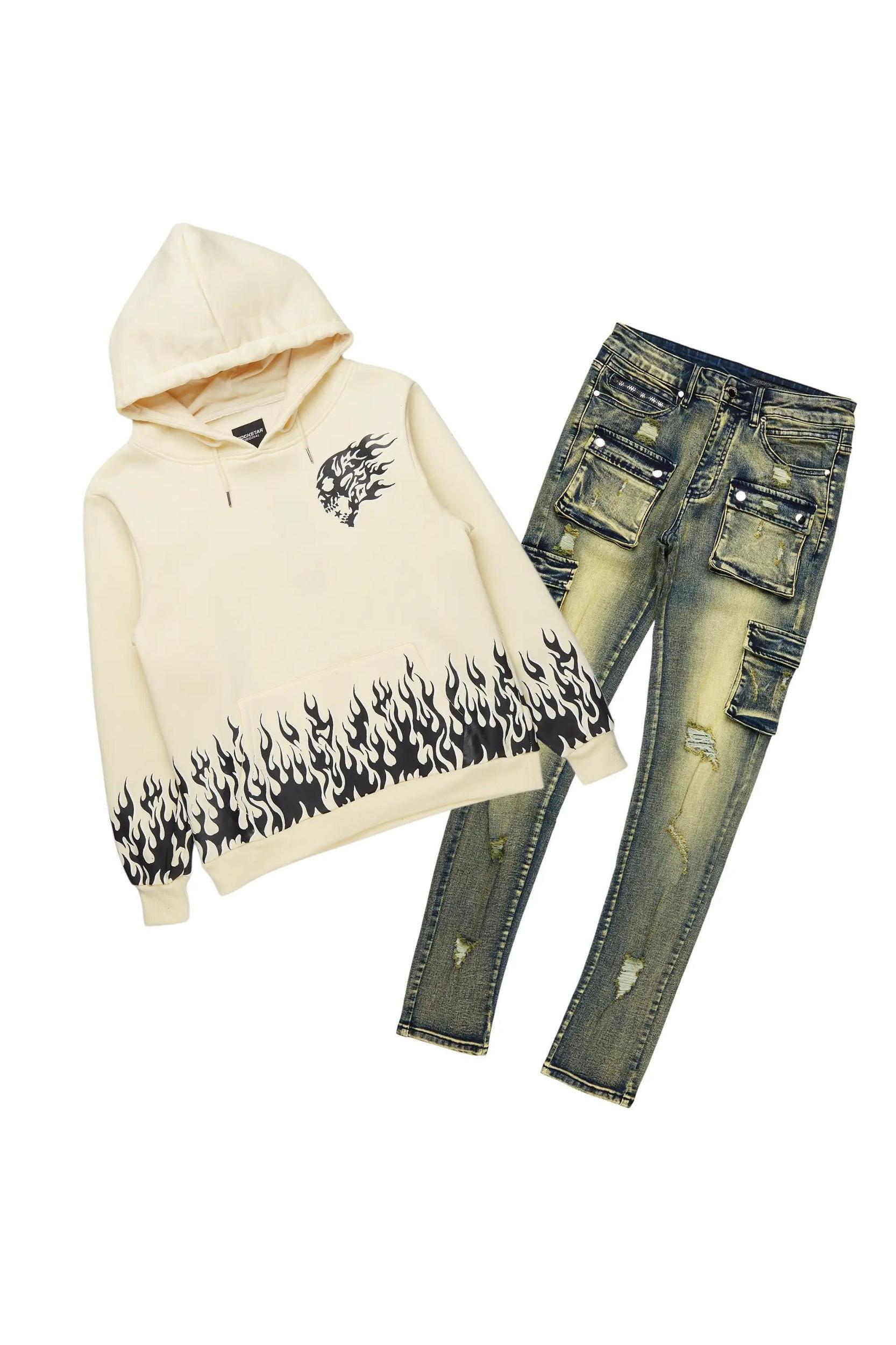 Anneso Black Hoodie/Stacked Cargo Jean Bundle Male Product Image