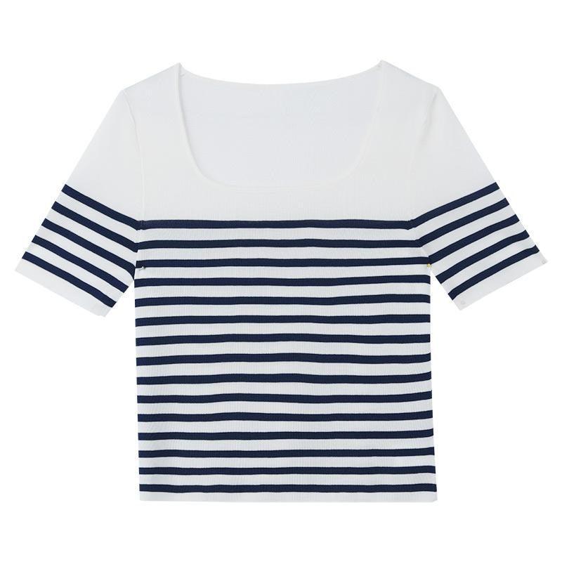 Striped Skinny Women Knit Top Product Image