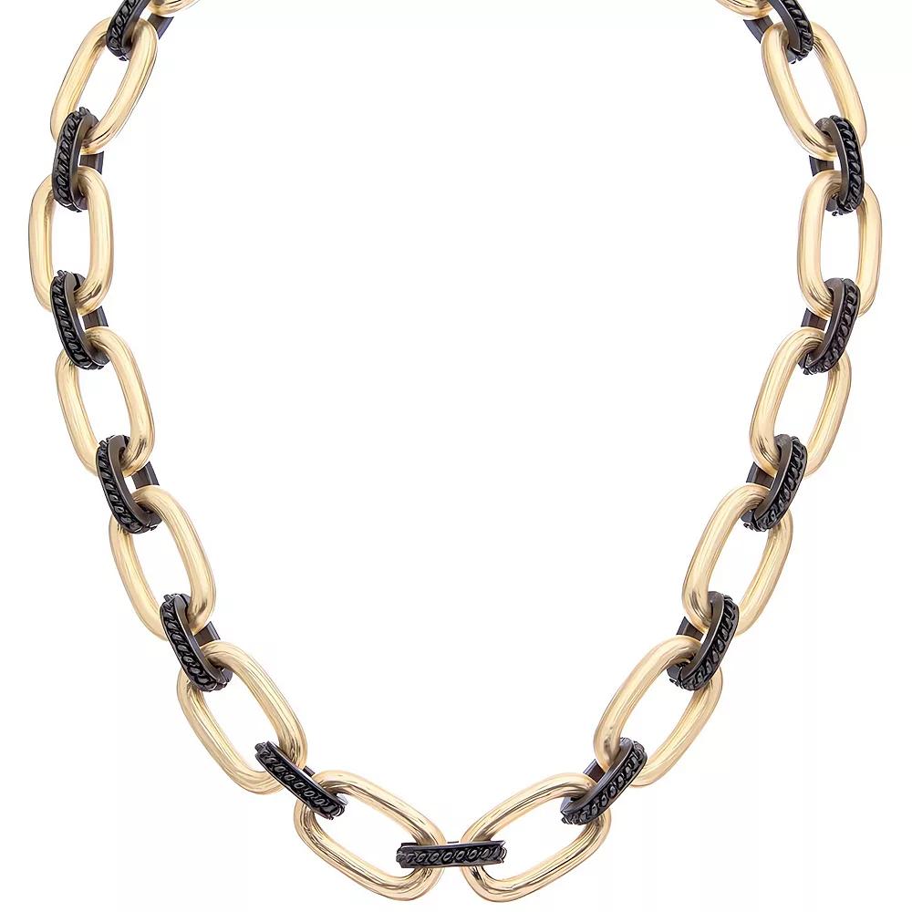 Juvell 18k Gold Plated Black Link Necklace, Women's, Size: 17", Two Tone Product Image