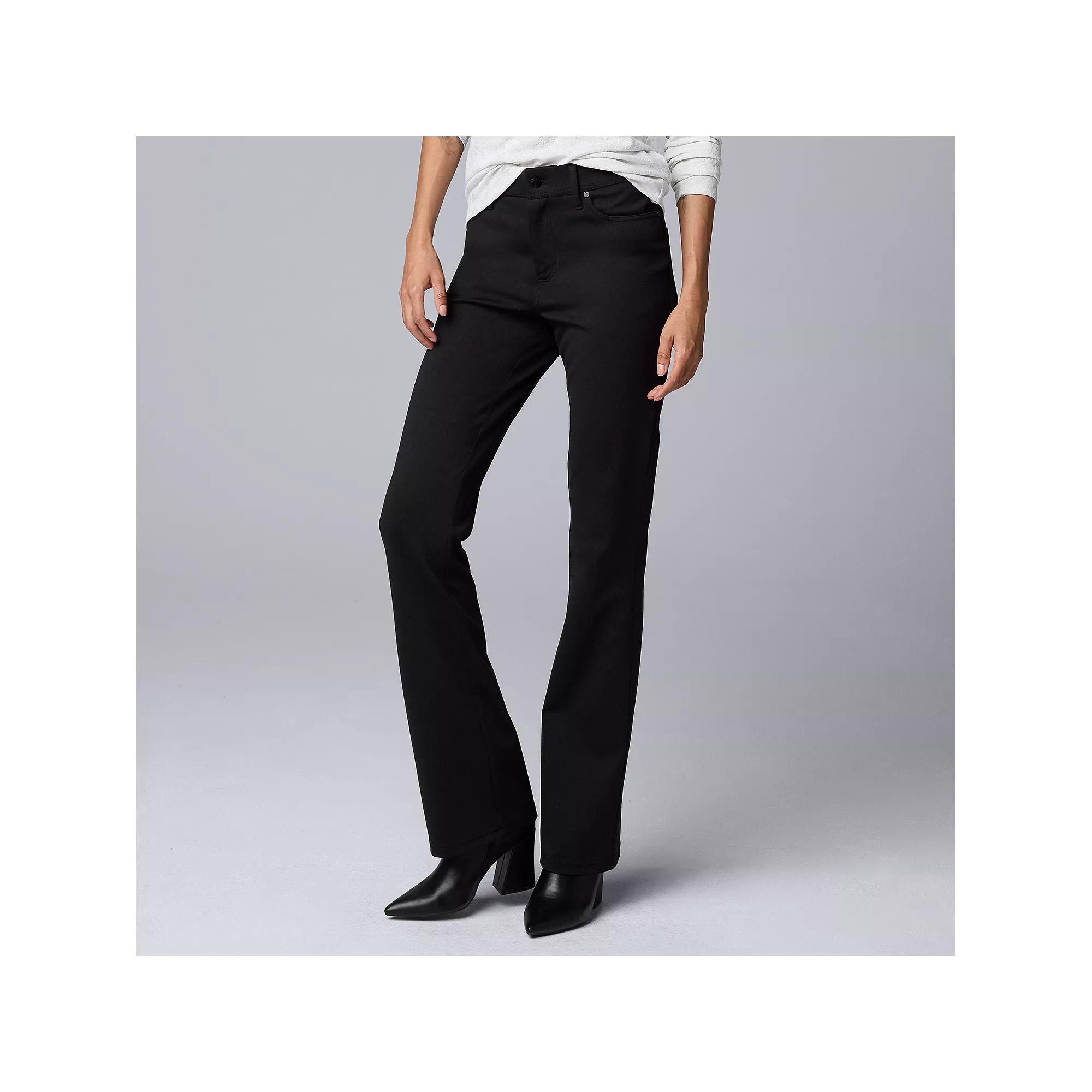 Women's Simply Vera Vera Wang Mid-Rise 5-Pocket Ponte Bootcut Pants, Size: XL, Black Product Image