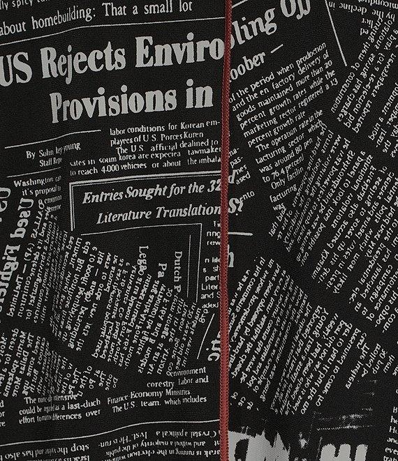 IC Collection Mesh Newspaper Print Open Front Long Sleeve Drape Hem Jacket Product Image