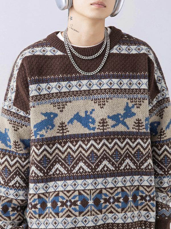 Men's Vintage Fair Isle Pullover Sweater Product Image