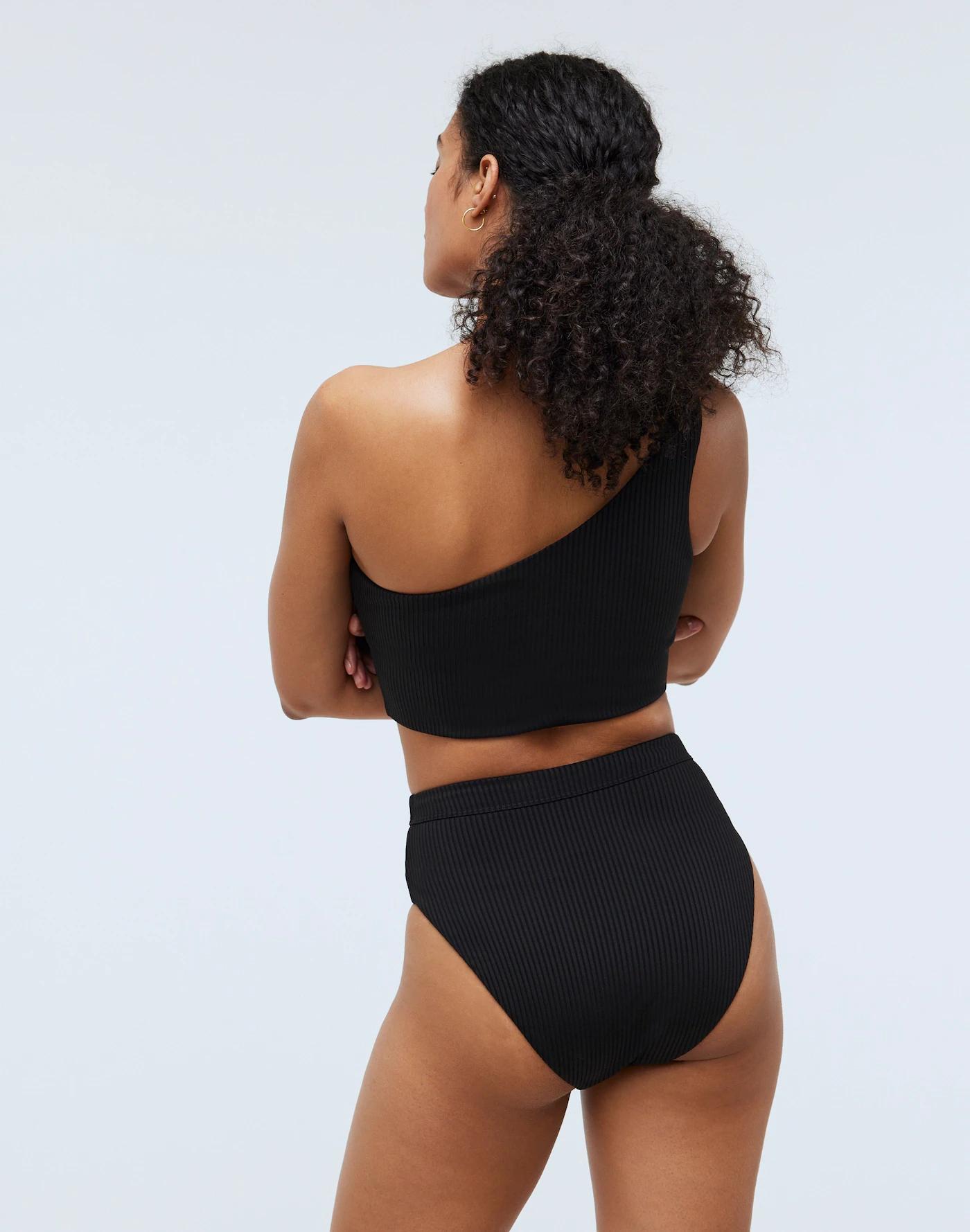 Ribbed High-Rise Bikini Bottom Product Image