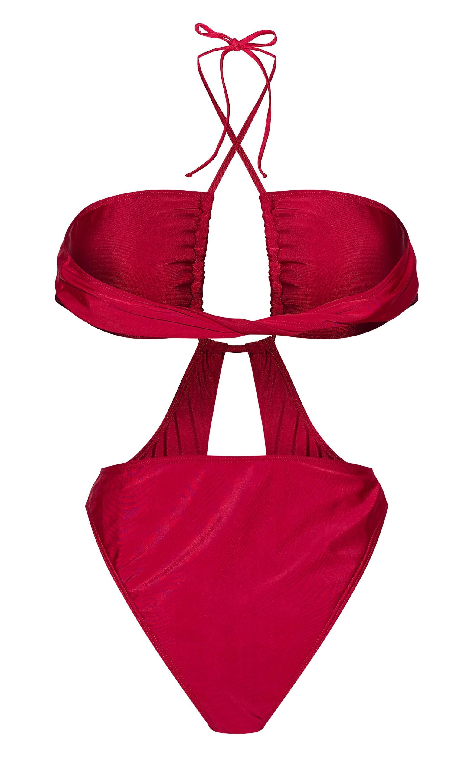 Berry Red Cut Out Swimsuit Product Image