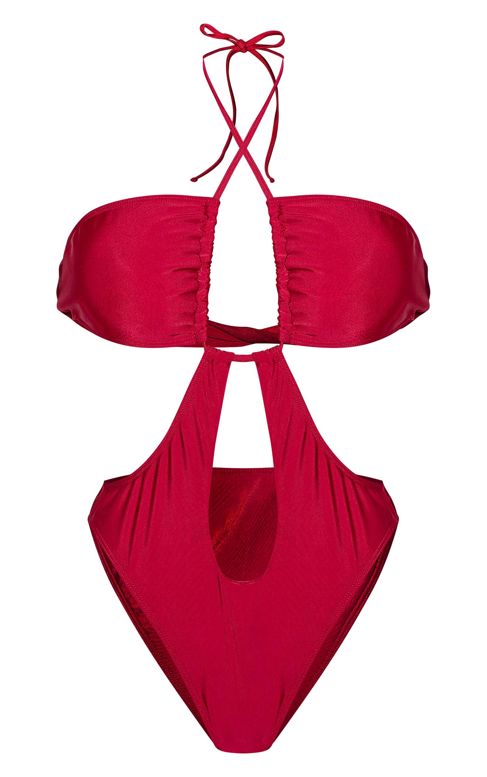 Berry Red Cut Out Swimsuit Product Image