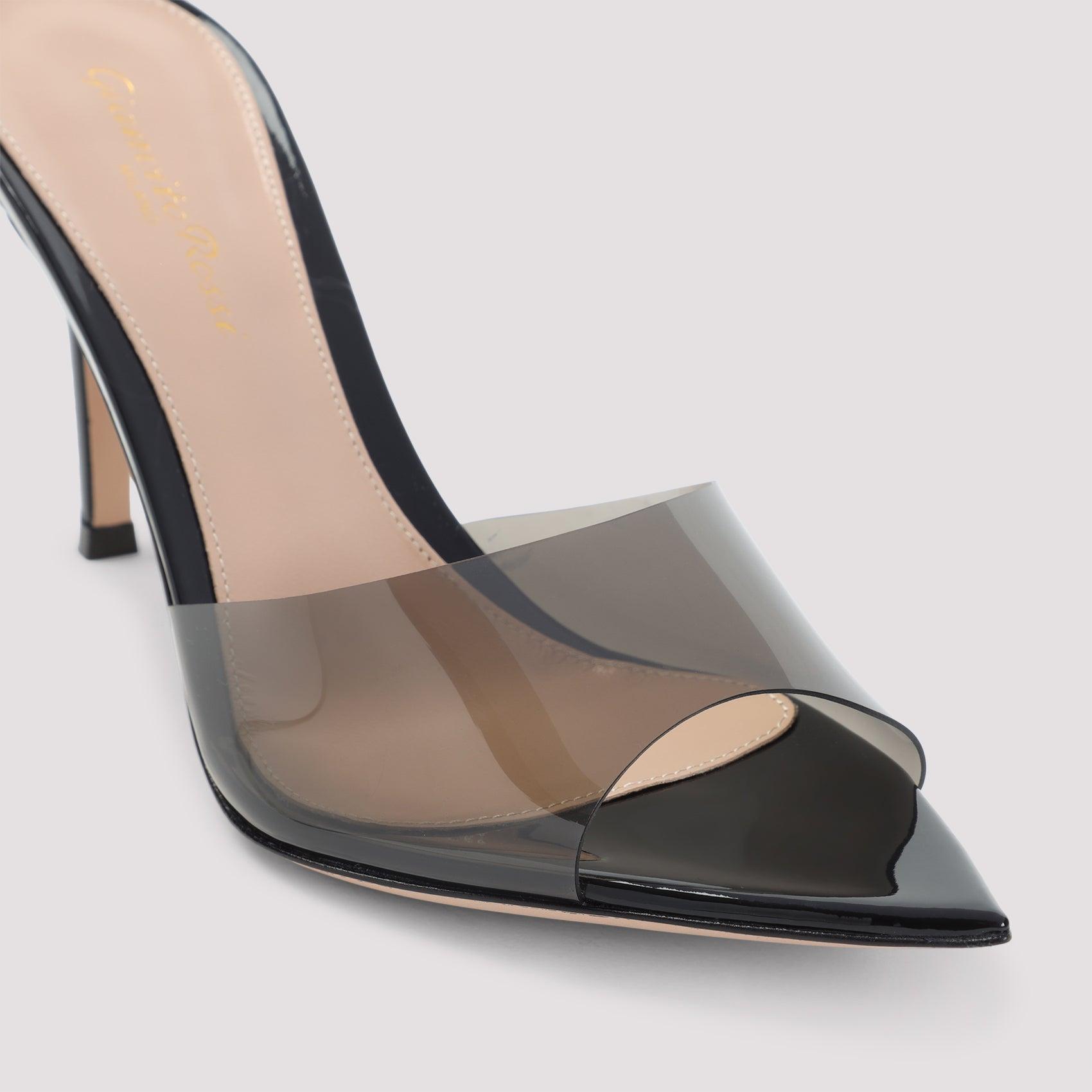 GIANVITO ROSSI Elle 85 Pvc And Patent-leather Mules In Black Product Image