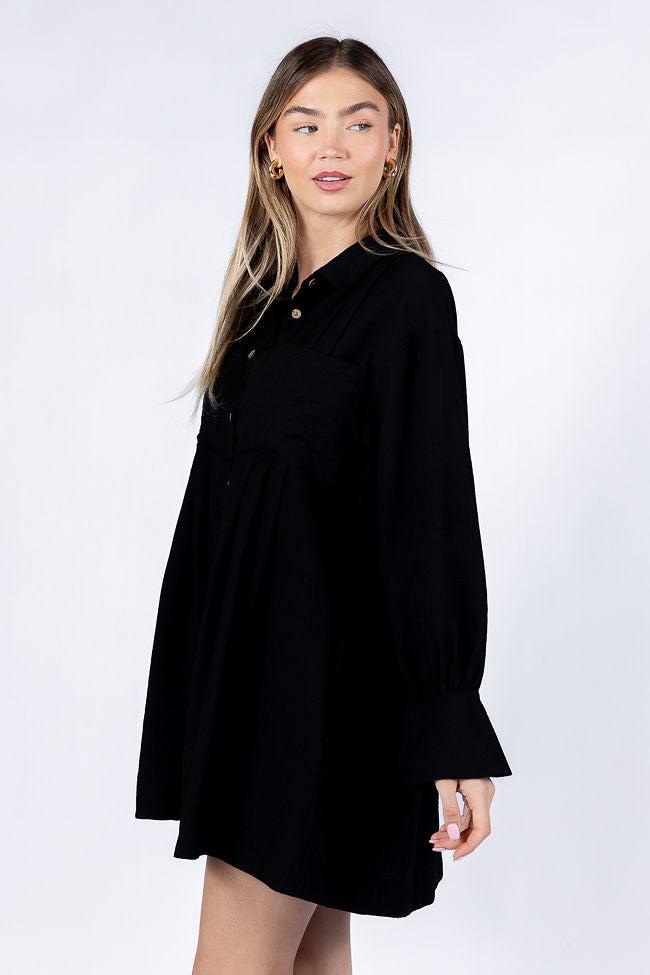 Write This Down Black Button Up Shirt Dress FINAL SALE Product Image