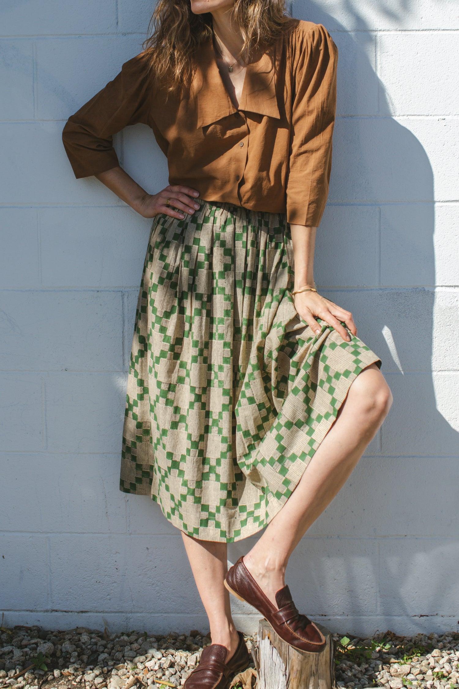 Checkered Green skirt Product Image