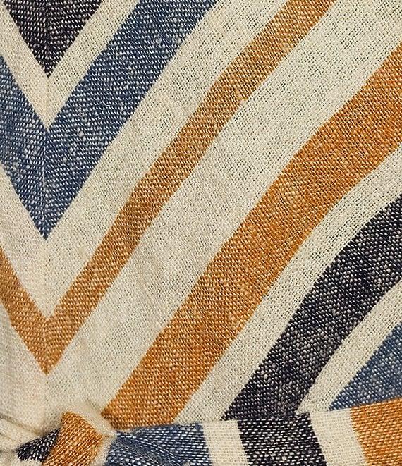 Charlie B. Linen Blend Stripe Print V-Neck Sleeveless Maxi A-Line Dress Product Image