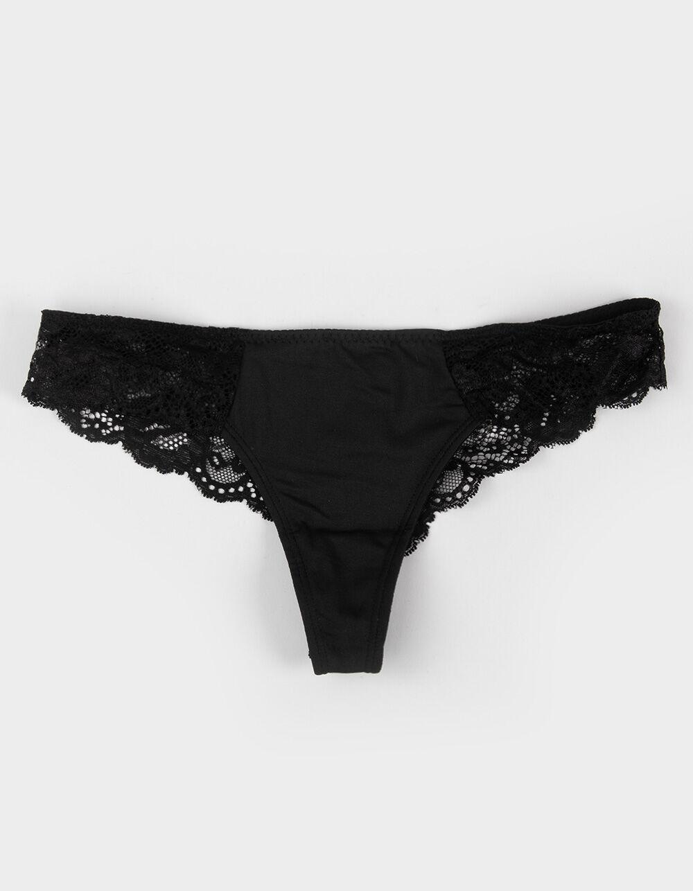 FULL TILT Lace Side Thong - BLACK Product Image