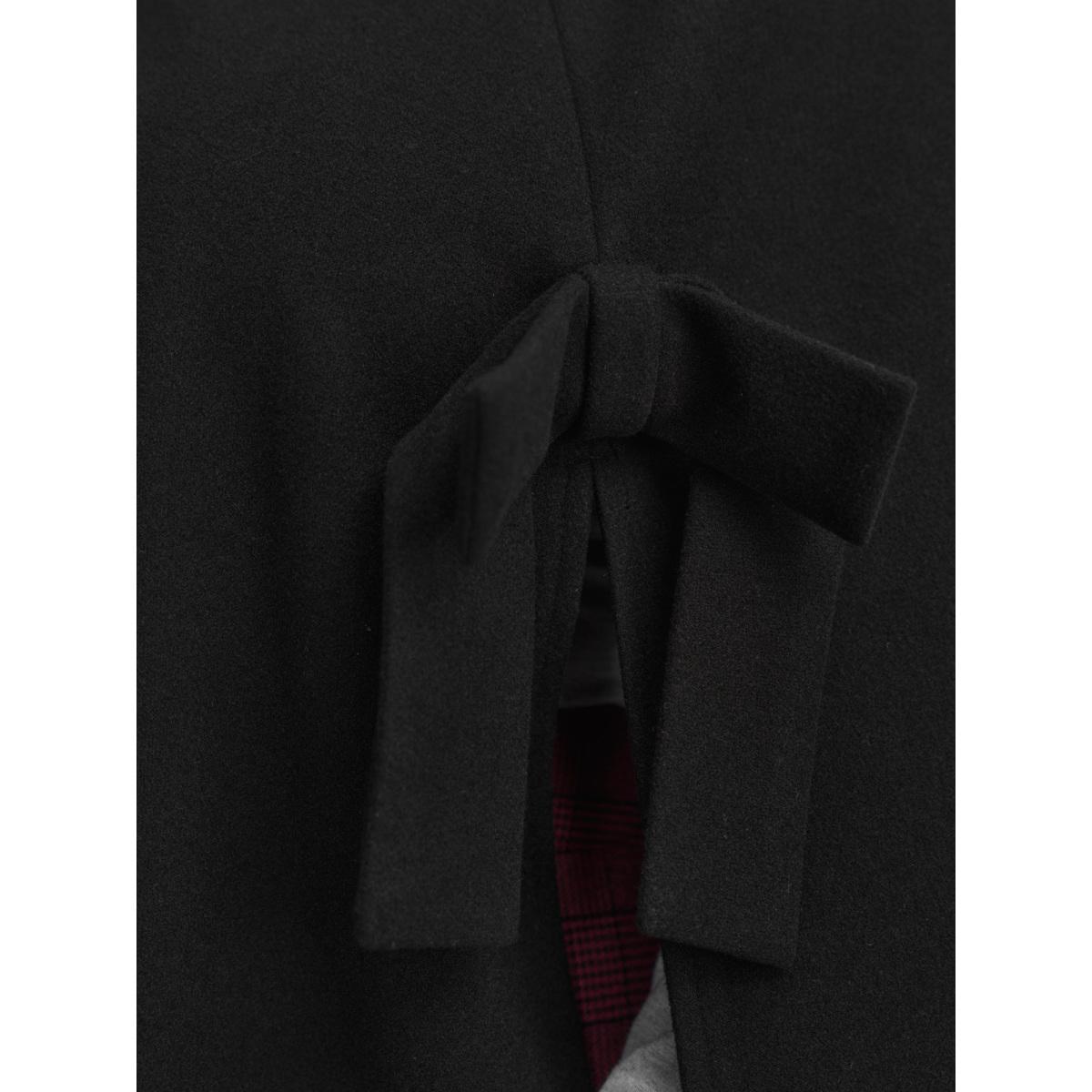 Plus Size Bowknot Cape Style Split Coat Women Black Retro Ladies Elegant Winter Coats BloomChic 12/L Product Image