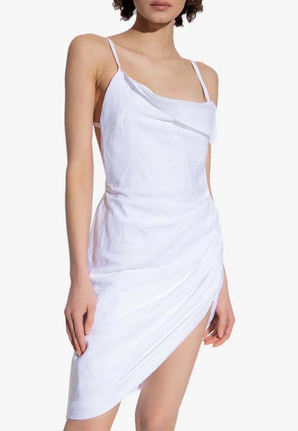 JACQUEMUS La Robe Saudade Long Viscose Blend Dress In White Product Image